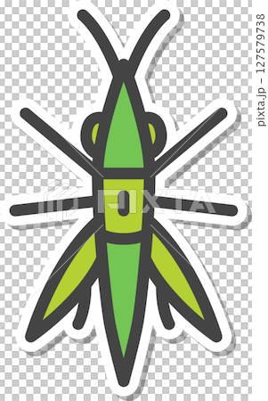 貼紙式迷你昆蟲圖示：短角蚱蜢 127579738