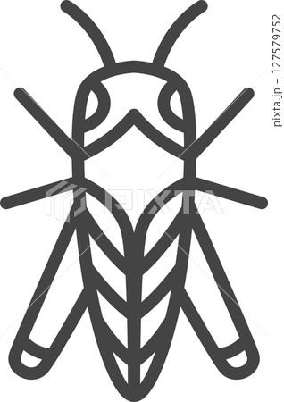 線画ミニ昆虫の単品アイコン　トノサマバッタ 127579752