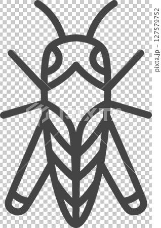 線画ミニ昆虫の単品アイコン　トノサマバッタ 127579752