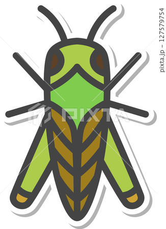 ステッカー風ミニ昆虫の単品アイコン トノサマバッタ ステッカー風ミニ昆虫の単品アイコン トノサマバッタ 127579754