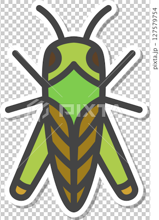 ステッカー風ミニ昆虫の単品アイコン トノサマバッタ ステッカー風ミニ昆虫の単品アイコン トノサマバッタ 127579754