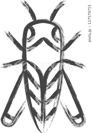 筆書きミニ昆虫の単品アイコン　トノサマバッタ 127579755