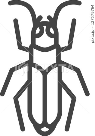 線画ミニ昆虫の単品アイコン　ミイデラゴミムシ 127579764