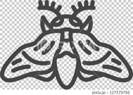 線画ミニ昆虫の単品アイコン　蚕 127579798