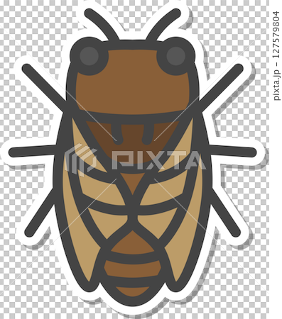 Sticker-style mini insect icon: Cicada 127579804