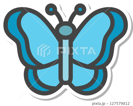 ステッカー風ミニ昆虫の単品アイコン　蝶々 127579812