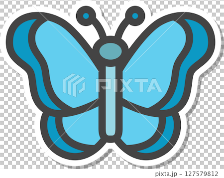 ステッカー風ミニ昆虫の単品アイコン　蝶々 127579812