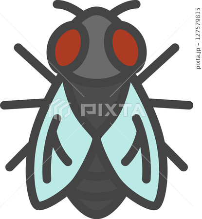 カラーミニ昆虫の単品アイコン　蝿 127579815
