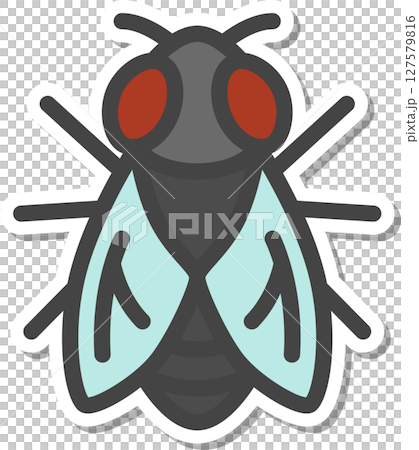 ステッカー風ミニ昆虫の単品アイコン　蝿 127579816