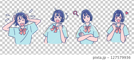 動漫風格的女孩臉部表情集 127579936