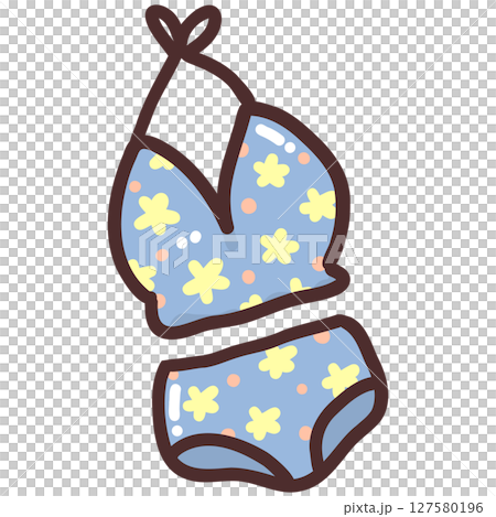 Kawaii Floral Bikini Swimsuit Illustration 127580196