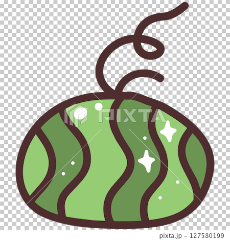 Cute Green Watermelon Doodle Illustration 127580199