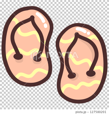 Cute Beach Flip Flops Illustration 127580201