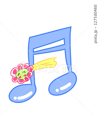 花の流れ星の付いた音符 127580460