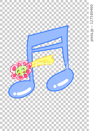 花の流れ星の付いた音符 127580460