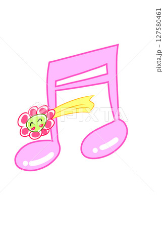 花の流れ星の付いた音符 127580461