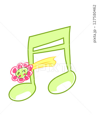 花の流れ星の付いた音符 127580462