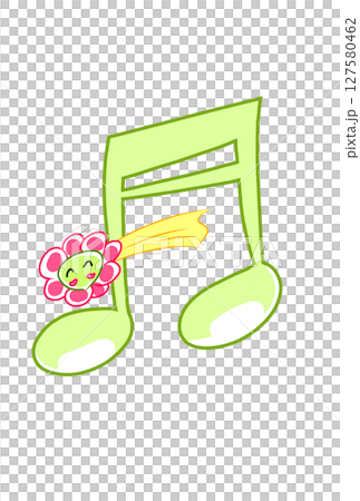 花の流れ星の付いた音符 127580462