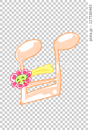 花の流れ星の付いた音符 127580465