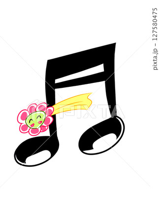 花の流れ星の付いた音符 127580475