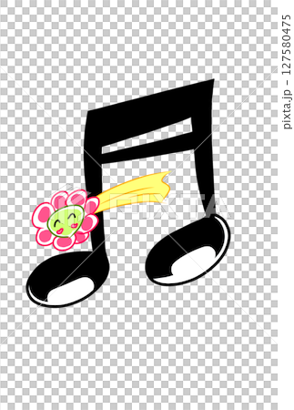 花の流れ星の付いた音符 127580475