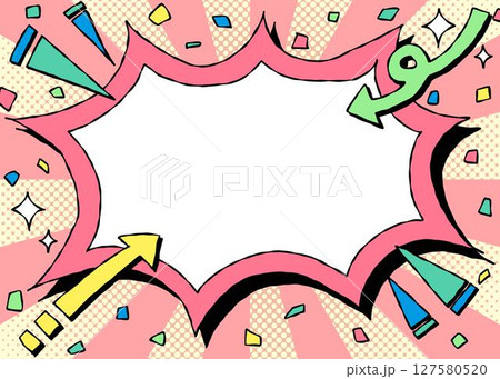 手書きのトゲトゲフレームとデコレーション、ポップな背景フレーム、サンバースト 127580520