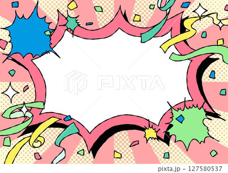 手書きのトゲトゲフレームとデコレーション、ポップな背景フレーム、サンバースト 127580537