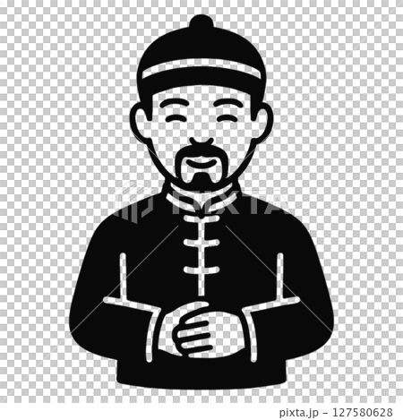 Chinese male line drawing icon, material, no background, illustration 127580628