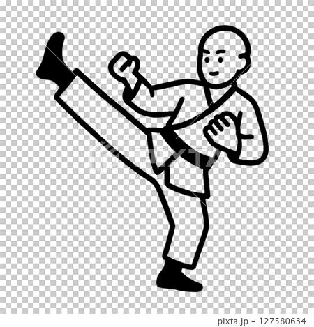 少林寺憲法の線画アイコン、素材、背景なし、イラスト 127580634