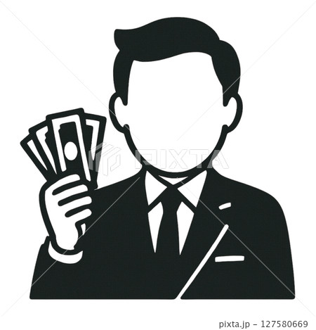 金持ちの線画アイコン、表情なし、素材、背景なし、イラスト 金持ちの線画アイコン、表情なし、素材、背景なし、イラスト 127580669