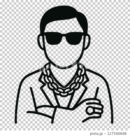 嫌な成金の線画アイコン、表情なし、素材、背景なし、イラスト 嫌な成金の線画アイコン、表情なし、素材、背景なし、イラスト 127580686