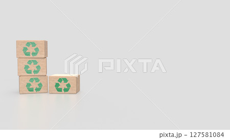 The Recycle symbol on Box for eco concept 3d Rendering. 127581084