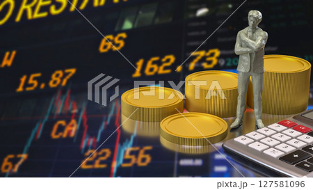 The Man and calculator for Business concept 3d Rendering. The Man and calculator for Business concept 3d Rendering. 127581096