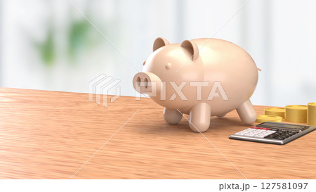 The Piggy bank and coins for earn or Business concept 3d Rendering. The Piggy bank and coins for earn or Business concept 3d Rendering. 127581097