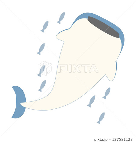 ジンベエザメのフラットイラスト素材 127581128