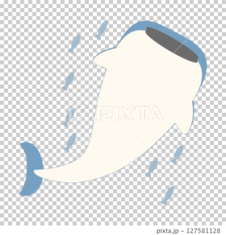 ジンベエザメのフラットイラスト素材 127581128