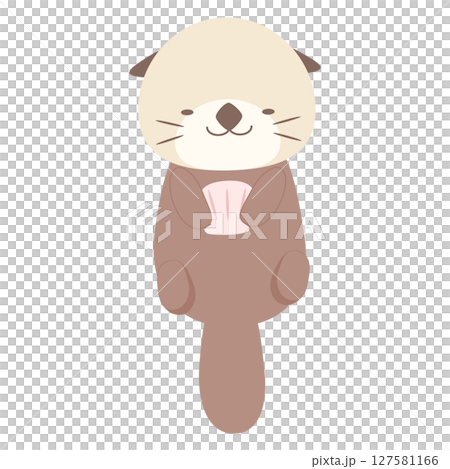 Illustration of a sleeping sea otter, a soothing creature of the sea Illustration of a sleeping sea otter, a soothing creature of the sea 127581166