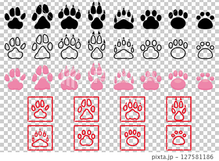 肉球イラストセット 127581186