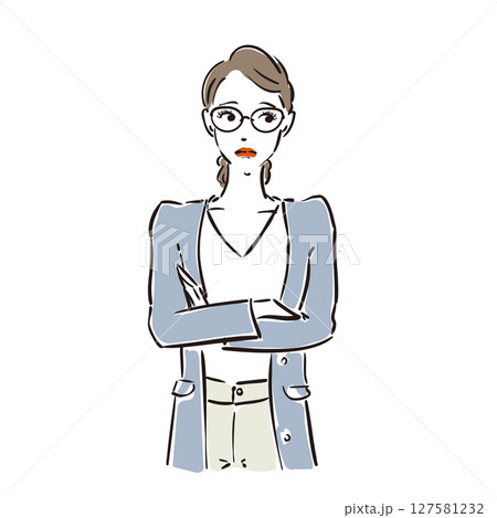 悩むメガネ姿のかっこいいビジネスウーマン 127581232