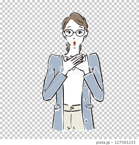 Surprised cool business woman wearing glasses Surprised cool business woman wearing glasses 127581233