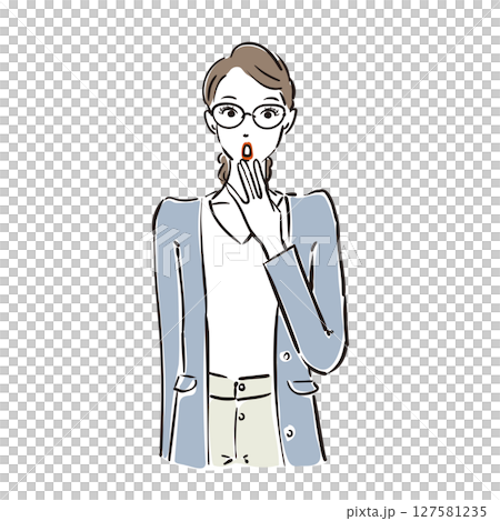 驚訝的酷酷的戴眼鏡的女商人 127581235