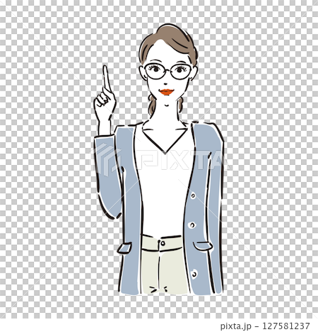 説明するメガネ姿のかっこいいビジネスウーマン 127581237