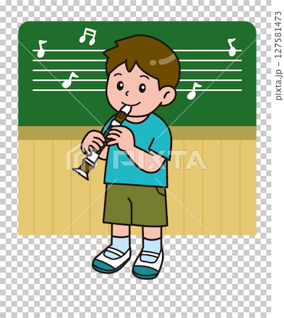 音樂室背景_音樂課_豎笛_男孩 127581473