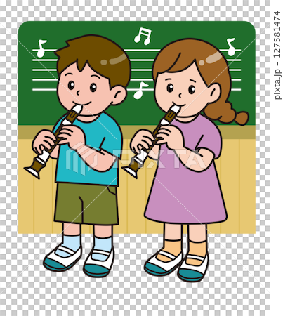 Music room background_Music class_Recorder_Men and women 127581474