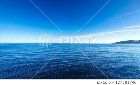 快晴の空と海の景色イメージ 16:9サイズ AI生成素材 127581746