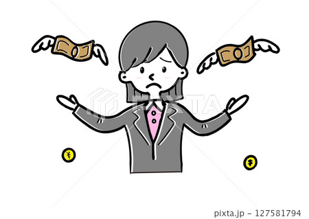 投資で損をして悲しむ女性 127581794