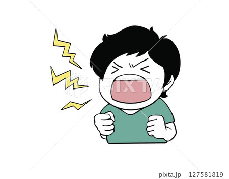 叫ぶ子供のシンプルなイラスト 127581819