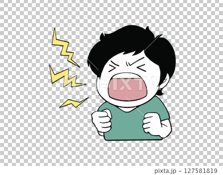 叫ぶ子供のシンプルなイラスト 127581819