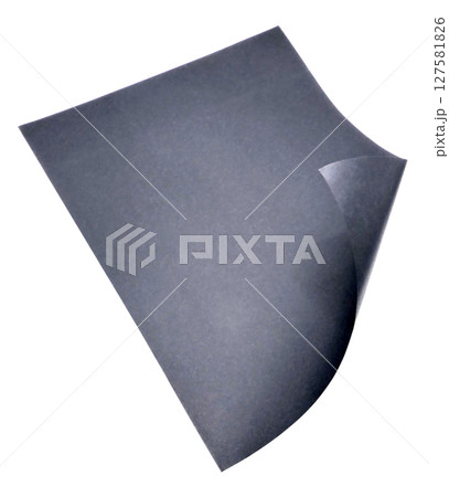 Black paper with curved corners isolated on white background 127581826