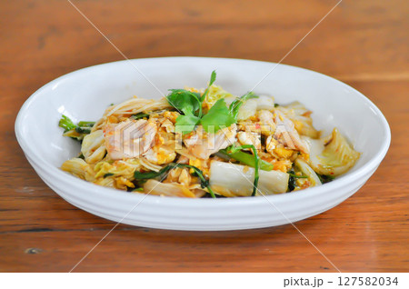 stir fried vegetable in oyster sauce or vegetable salad or sukiyaki stir fried vegetable in oyster sauce or vegetable salad or sukiyaki 127582034